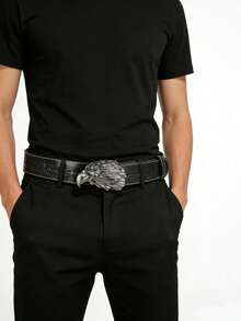 1条波西米亚复古风男士皮带，西部风格金属扣牛仔帽PU皮皮带 - 彩色 - 查看 5