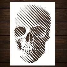 Reusable Skull Stencil, Suitable For DIY Wall Art, Scrapbooking And Embossing - Durable PET Plastic, Easy To Use 11.7 Inch X 8.3 Inch Template - A - View 9
