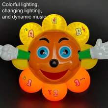 旋转音乐向日葵互动儿童玩具，可爱造型，带灯光和音乐，360度旋转，适合2岁以上儿童，生日/节日/圣诞礼物 - 彩色 - 查看 8