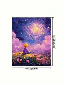 一套DIY无框丙烯数字油画套装，“天空”主题，成人手工爱好，卧室及墙面装饰，简单有趣的绘画体验，无需绘画基础，实现你的艺术梦想，沉浸在缤纷多彩的世界中，每一笔都展现自我，馈赠亲朋好友的最佳礼物，40*50厘米 - 紫色 - 查看 2