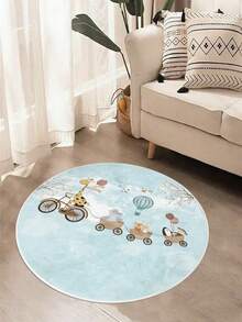 1pc Cartoon Animal Round Rug, Faux Wool Round Carpet, Decorative Rug, Bedroom Decor, Small Rug, Suitable For Bedroom, Living Room, Bedside, Game Room, Home Decor, Area Rug, Washable Carpet - Multicolor - View 18