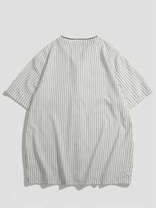 男士休闲通勤棒球短袖衬衫，夏季 - 白色 - 查看 3