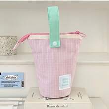 2026 Hot-Selling Macaron Color-Block Foldable Pencil Case - Stylish, Durable, Large-Capacity Portable Student Stationery Box, Suitable For Desktop Or Office Use. The Perfect Gift For Friends, Family, And Besties - 粉紅色網格 - 查看 13