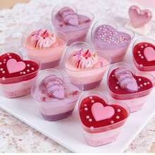 5oz Copas de postre, Copas de tiramisú, Copas de plástico transparente para tartas, Copas de aperitivos redondas, Para fruta, pudín, mousse, helado, fiestas, bodas, Día de San Valentín, Año Nuevo - Varios colores/estilos aleatorios - Ver 2