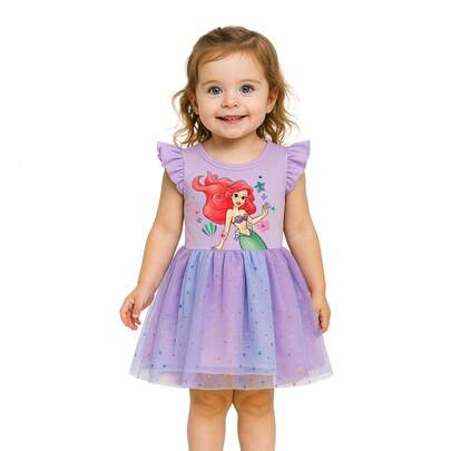Disney Vestido casual para bebe niña estampado Ariel