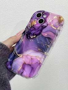 Marble Pattern Painted Cream Wavy Edge Transparent Fashionable Minimalist Thick Shockproof Phone Protective Case Suitable Compatible With Iphone 17/17 Pro, 15 Pro Max, 16/16 Pro/16 Pro Max/16 Plus, 15 XR/7/8, 15 Pro Max, 12 Pro Max, 13 Pro Max, 14 Pro Max, 13/14/11/12 Pro, Phones - Multicolor - View 3