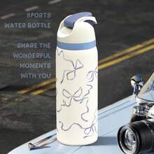 OwaIa(Blue Bow) Double-Drink Insulated Stainless Steel Outdoor Sports/Travel Water Bottle, 32OZ/945ml Large-Capacity Bicycle Water Bottle, 100% Leak-Proof Sports Water Cup With Lock Cap, Suitable For Outdoor Sports, Cycling, Office, Home, Car, Camping In The Wilds, And Traveling,Bottle Drinkware Flasks-The Best Gift For Her/Him On Halloween, Christmas And New Year - Blue ribbon - 查看 4
