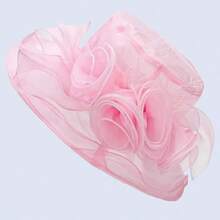 1pc Women Premium Organza Material Rose Flower Mesh Sun Hat, Breathable, Fashionable, Lightweight, Suitable For Women's Daily Outings, Travel, Banquet, Gathering - Multicolor - View 20