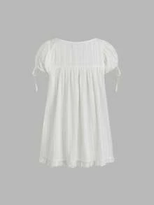 Women's Y2k Doll-Style Top , Fairy-Inspired Retro Sleeveless Square-Neck Sweet Short Party Princess Summer Blouse, Street Style, Concert Outfit, Preppy Mini White Dress - 白色 - 查看 6