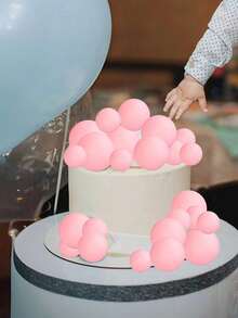 20/30/50pcs Gold Sphere Cake Decorations, Gold Cake Balls, Foam Cake Balls, Sphere Cake Decorations Balloons, Suitable For Wedding & Birthday Cake Decorations - Pink - View 6