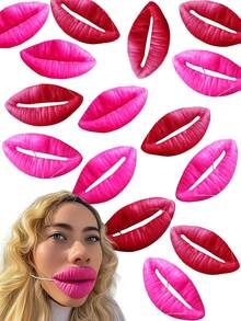 One Large Red Fun Lip-Shaped Prop Mask. Durable Oversized Red Lip Costume Accessory. Suitable For Weddings, Parties, Themed Events, Photo Booths. Birthday And Festival Fun Gift. - Multicolor - View 3