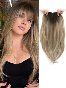 Topper de cabello rizado de 18 pulgadas para mujeres - Material de fibra sintética de aspecto natural, diseño invisible con clip adecuado para cubrir el cabello blanco ralo - Multicolor - Ver 14