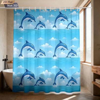 1 chiếc rèm tắm in hình cá heo, rèm tắm bằng polyester chống thấm nước in hình đại dương dùng để trang trí phòng tắm, ngăn bồn tắm, phòng ký túc xá, phù hợp cho cả bé trai và bé gái, có nhiều kích cỡ lớn và nhỏ, phụ kiện phòng tắm lãng mạn, sang trọng và ấm cúng.