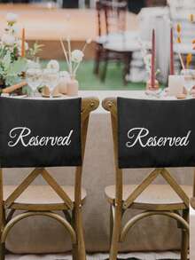 12pcs Reserved Seat Signs, Suitable For Chairs, Church Pews, Wedding Ceremonies, Banquets, Meetings Or Events, Also Suitable For Birthday Parties And Other Gatherings - Black Chaircloth - View 2