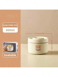 Caja de almuerzo aislada de acero inoxidable con tazón para sopa apto para microondas con diseño de oso lindo - Caja bento portátil de múltiples capas, adecuada para estudiantes y trabajadores de oficina - Multicolor - Ver 8