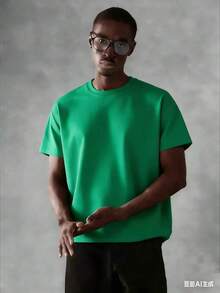 Oversized Boxy Cut Short Sleeve Jersey T Shirt Casual Crop Fit Streetwear Modern Minimalist All Season Essential Top-Comfortable Retro Cotton T-Shirt- - 綠色 - 查看 1