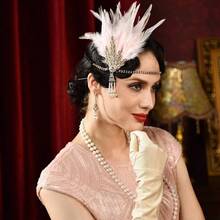 1 pieza Clip para el cabello con plumas estilo años 20 Flapper, para festival de música, fiesta del té, boda, Día de la Madre, accesorio nupcial - Ver 7