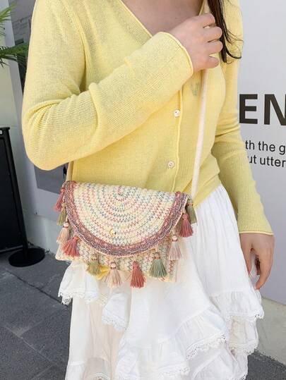 1pc Women's Nylon Square Bag Shoulder Bag Sling Bag With Adjustable Strap Scratch Resistant And Wear-Resistant Pouch For Passport Money ID Card Credit Card Lightweight Suitable For Shopping, Commuting, Work, Dating, Shopping, Daily Travel Fashion Color Blocking