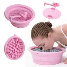 1pc Ice Basin With Breathing Tube For Facial Beauty, Home With Ice Grid, Silicone, Foldable Face Wash, Ice Basin - Pink - View 1