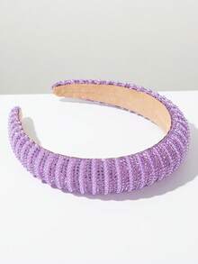 1pc Elegant Geometric Pattern Rhinestone & Pearl Headband, Bright Color Minimalist Chic Headpiece, Suitable For Girls Outdoor Travel Beach, Summer,Festival,Birthday - Purple - View 2