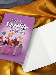 1pc, Whimsical "Quality Grandad" Birthday Card, Includes Envelope, Premium Paper, Playful Candy Illustration & Sparkly Purple Background Design, Perfect For Gentle Warmth, Ideal Card For Grandads, Grandpas, Granddads On Father's Day/Birthday (12cm/4.7in X 17cm/6.7in) - Red Envelope - View 7