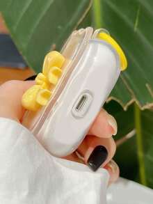 1 pieza Funda para auriculares con lazo ondulado amarillo, compatible con Apple 1/2/3/4, Pro 1/2 Funda protectora - Amarillo - Ver 2