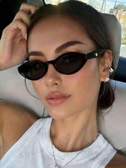 1 par de gafas de moda vintage con diamantes acrílicos para mujer, adecuadas para salidas diarias, festivales de música, regalos de vacaciones y uso diario, combinadas con accesorios de playa, gafas de mujer de negocios casuales de verano
