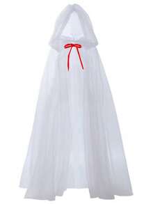 1pc Hooded Dark Gothic Halloween Long Mesh Cloak, Cool Witch Costume Cape Unisex - Black - View 7