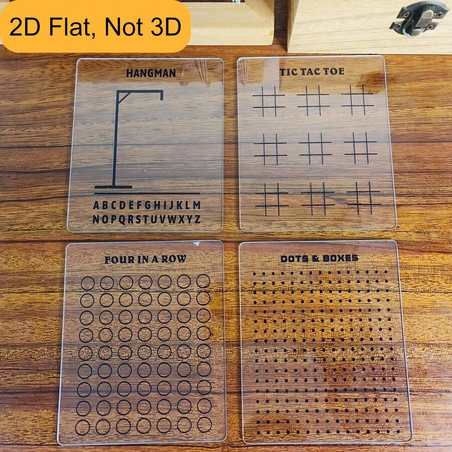 4pcs Reusable Travel Board Game Set, Detachable Travel Game, Car Game, Reusable Game, With Vocabulary Scoring Tic Tac Toe Travel Game - Portable Game Board 10.01x10.01cm, Suitable For Travel, Classroom, Home Education, Party - Erasable Surface, - LXQ-0002 - View 1