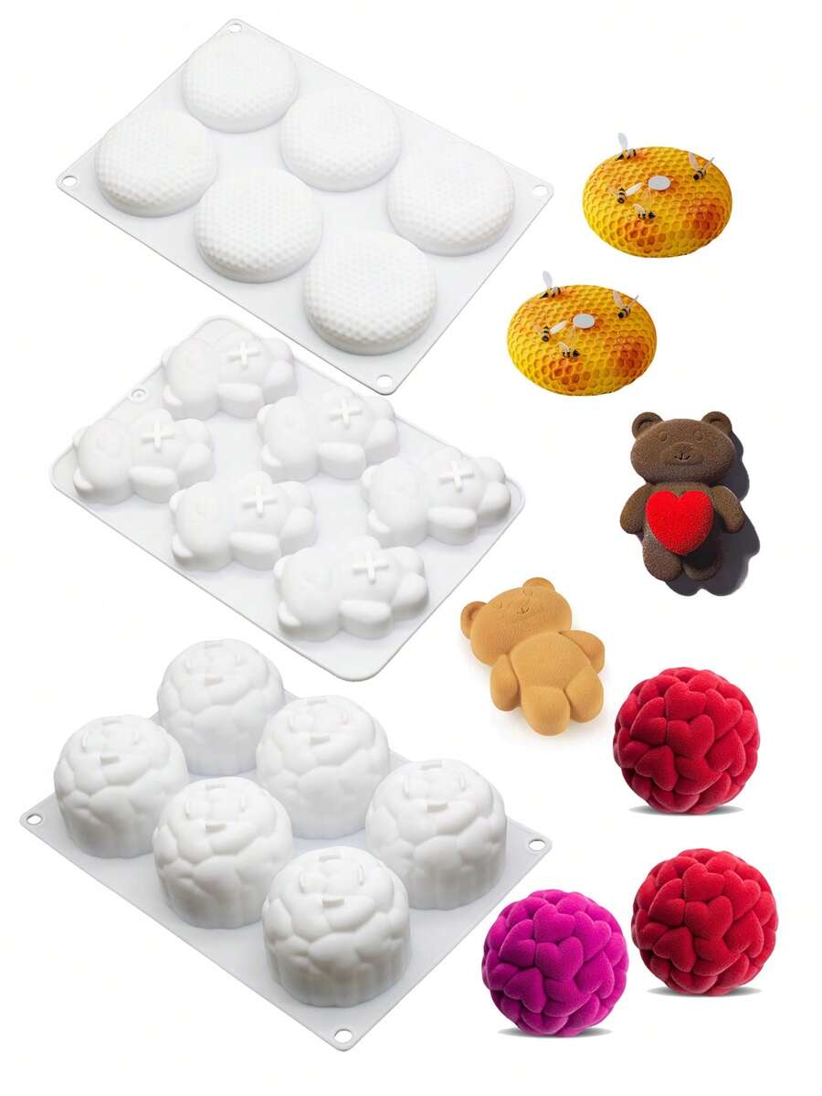 1个心形硅胶模具，加厚花篮造型，可用于制作巧克力、糖果、布丁、果冻、法式甜点、慕斯、蛋糕等，烘焙装饰工具；小熊造型DIY手工皂、蜡烛树脂模具；圆柱形蔬菜篮模具；情人节、母亲节、复活节自制礼物 - 彩色 - 查看 1