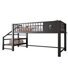 Low Loft Bed For Children (90 X 200 Cm), With Storage Ladder, Sturdy Metal Frame, Suitable For Children And Teenagers, Pink - 黑色 - 查看 4