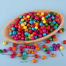200pcs Large Hole Wooden Beads, Vintage Round Natural Wood Beads, Colorful Loose Wooden Spacer Beads For Necklace, Bracelet, Hair DIY Craft Decoration - Multicolor - View 10