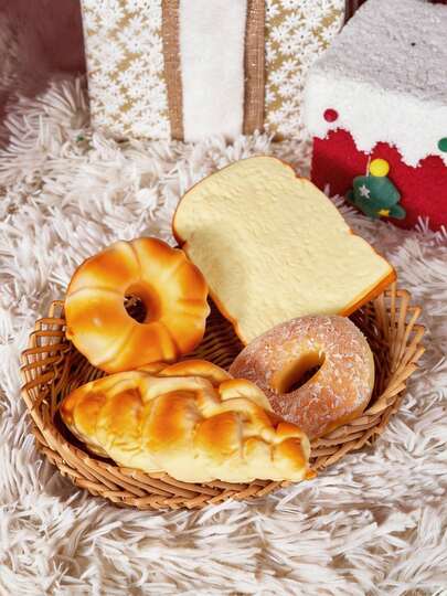 POKOJA LAND 1 Pc Slow Rebound Squishy Decompression Toy Simulation Bread Creative Toy Doughnut Toast Slices