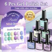 Bộ 6 lọ sơn móng tay gel LIMEGIRL 8ml, cùng màu trong cùng một lọ, sơn gel có thể tẩy rửa, dùng tại nhà và làm móng chuyên nghiệp, quà tặng cho phụ nữ (Bảng màu sơn móng tay C) - Nhiều màu - Xem 2