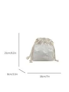 Faux Pearl Mini Bucket Bag, Casual & Crossbody Bag - White - View 6