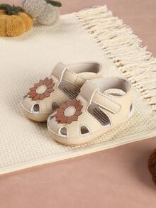 1 Pair Infant Flower Hollow Design Flat Sandals, Minimalist Versatile For Summer - Apricot - View 2