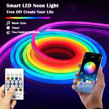 RGB IC Smart Neon Light Strip With USB Interface, Controllable Via Infrared Remote Or Smart App. Dimmable, Color-Changing, Flexible Ambient Light Strip, Suitable For Home Decoration, Game Rooms, And Festive Party Lighting. Comes With Clips For Easy Installation. - Smart Neon Light Strip - View 9