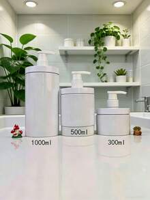 1个/2个 300毫升/500毫升/1000毫升 宽口可重复灌装泵瓶，配优雅白色瓶盖，防漏密封，旅行及居家液体容器，适用于沐浴露、洗发水、润肤露、精油、洗手液及其他浴室用品，耐用可重复使用塑料瓶，易于按压泵头设计，宽口瓶口 - 彩色 - 查看 6