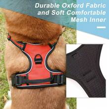 1 Set Dog Harness And Leash, Reflective Anti-Pull Pet Chest Strap With Quick Release Buckle, Comfortable Thick Handle, Durable For Walking And Training - Red - View 3