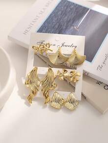 Bộ 2-10 đôi bông tai trang sức nữ mới, thời trang, nhẹ, đa năng với nhiều họa tiết hình học khác nhau như nơ, hình quạt, phù hợp để đeo hàng ngày, đi nghỉ mát, làm quà tặng, bông tai ít gây dị ứng. - Nhiều màu - Xem 2