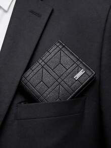 1Pcs SHABILI Korean Style Men's Short Wallet Classic Popular Horizontal Design Large Capacity With Multiple Card Slots Business Wallet For Men Wallet Purse Wallet Men Wallet Leather - Black - View 3