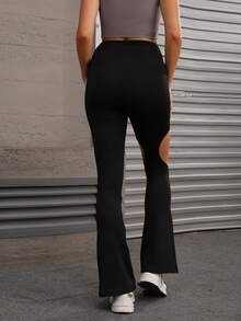 Speed mate 1件镂空蝴蝶图案运动裤 - 黑色 - 查看 6