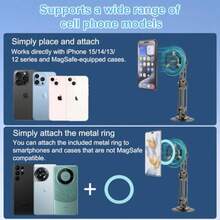 Universal 360° Pro Magnetic Car Phone Holder Alloy Folding Magnetic Cell Phone Holder for Car Strong Suction and Adjustable Phone Mount Support for  and Android All Mobile Phones Black - A - Ver 4