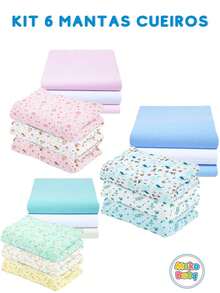 Set Of 6 Baby Swaddle Blankets, Flannel, Printed, 100% Cotton, 80cm X 50cm - 6 - 男性 - 查看 7