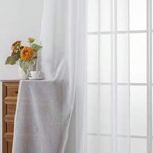 2Pcs Sheer Voile Curtains With Eyelets, Set Of 2, Transparent, Polyester, For Living Room, Bedroom, Grommet Top, White - 2pcs - View 7