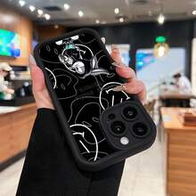 Tema de  en blanco y negro con perlas de tapiocafunda de teléfono Fundas compatibles con ,Apple,VIVO,OPPO,,, y Honor.Fabricadas en silicona TPU,ofrecen protección contra golpes y caídas. - Negro - Ver 2