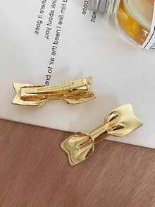 2个可爱金属蝴蝶结发夹，简约百搭刘海夹，适合女孩 - 彩色 - 查看 3