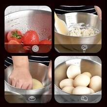 3pcs Stainless Steel Salad Bowl, Baking Mixing Bowl, Household Fruit Salad Bowl, Mixing Bowl, Whisk Bowl, Kneading Bowl, Stainless Steel Material - Multicolor - View 9