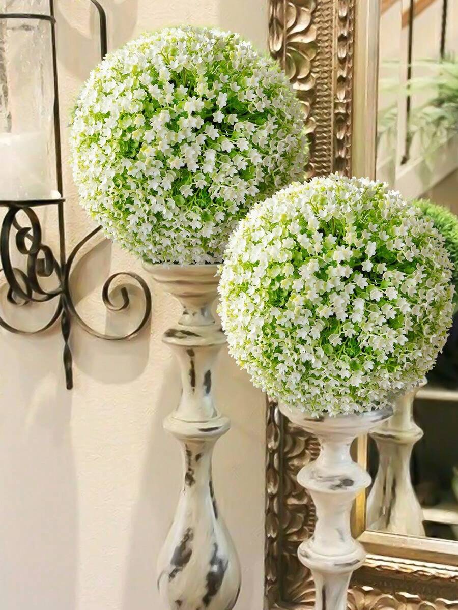Artificial Boxwood Flower Ball, Boxwood Garland, Artificial Flowers, Simulation Greenery, PE Material, Suitable For Wedding Season Decoration, Spring And Summer Decoration, Graduation Ceremony, School/Office Decoration, Outdoor Activities - Multicolor - View 1