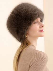 Sombrero de esquí cálido para mujer, sombrero de cubo esponjoso, sombrero mongol con orejeras, sombrero de invierno grueso y a prueba de viento, sombrero de cubo de lujo y esponjoso - Multicolor - Ver 16